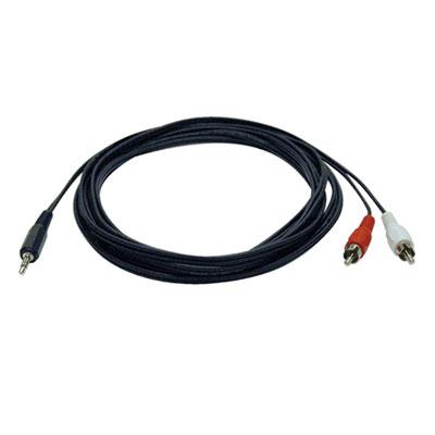 12-ft. audio Y splitter/adapter cable. This cable has a 3.5mm plug on one end and two RCA plugs on the other. Tripp Lite warrants this product to be free from defects in materials and workmanship for life.