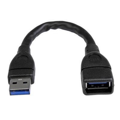 USB 3.0 A-to-A extension cable - 6 in, black Extend the reach of  your USB 3.0 port by 6 inches.