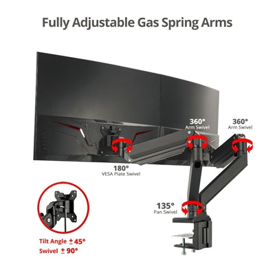 Dual Gas Spring Desk Mount 35