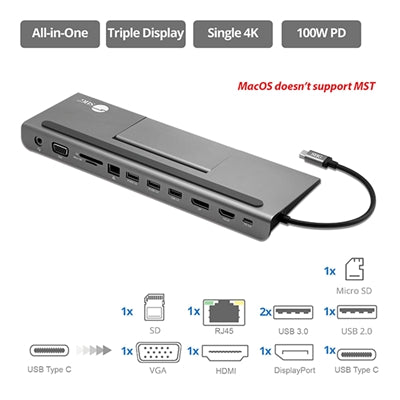 USB C MST Video Docking W PD