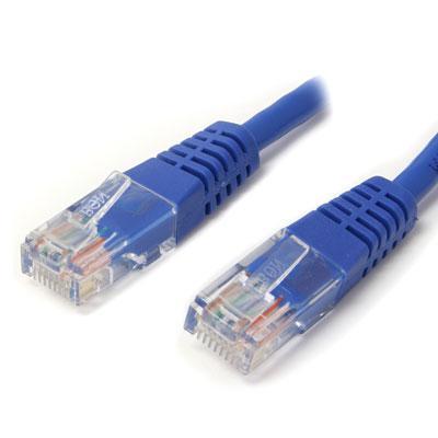 This 15 ft Cat5e cable meets or exceeds all Category 5e specifications and features a durable blue jacket that simplifies departmental color coding while providing rugged flexibility for Ethernet network connections.