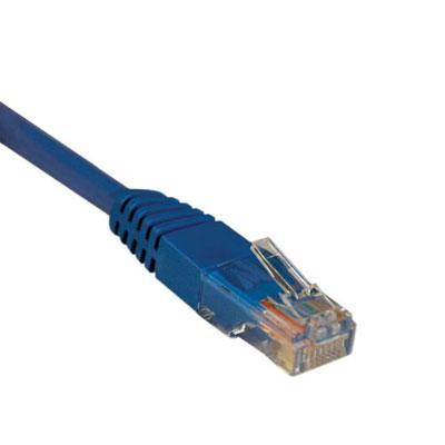 10 ft. Category 5E patch cable, blue, RJ45 male & female connectors, molded strain relief design, 350 MHZ.