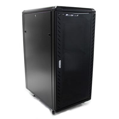 25U 36in KnockDown Server Rack Cabinet  The RK2536BKF DuraRak 25U 36inch (depth) server cabinetrack features a vented acrylic front door and mesh rear door to provide devices stored in the cabinet with costeffective passive cooling.